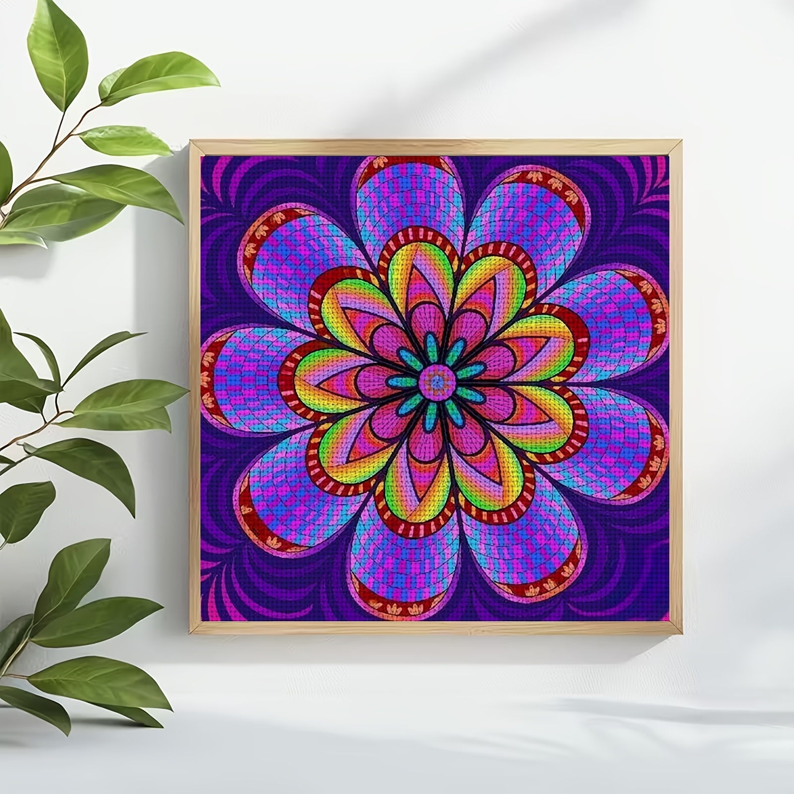Cross-Stitch Printing Kit Without Frame, Vibrant Flower Pattern