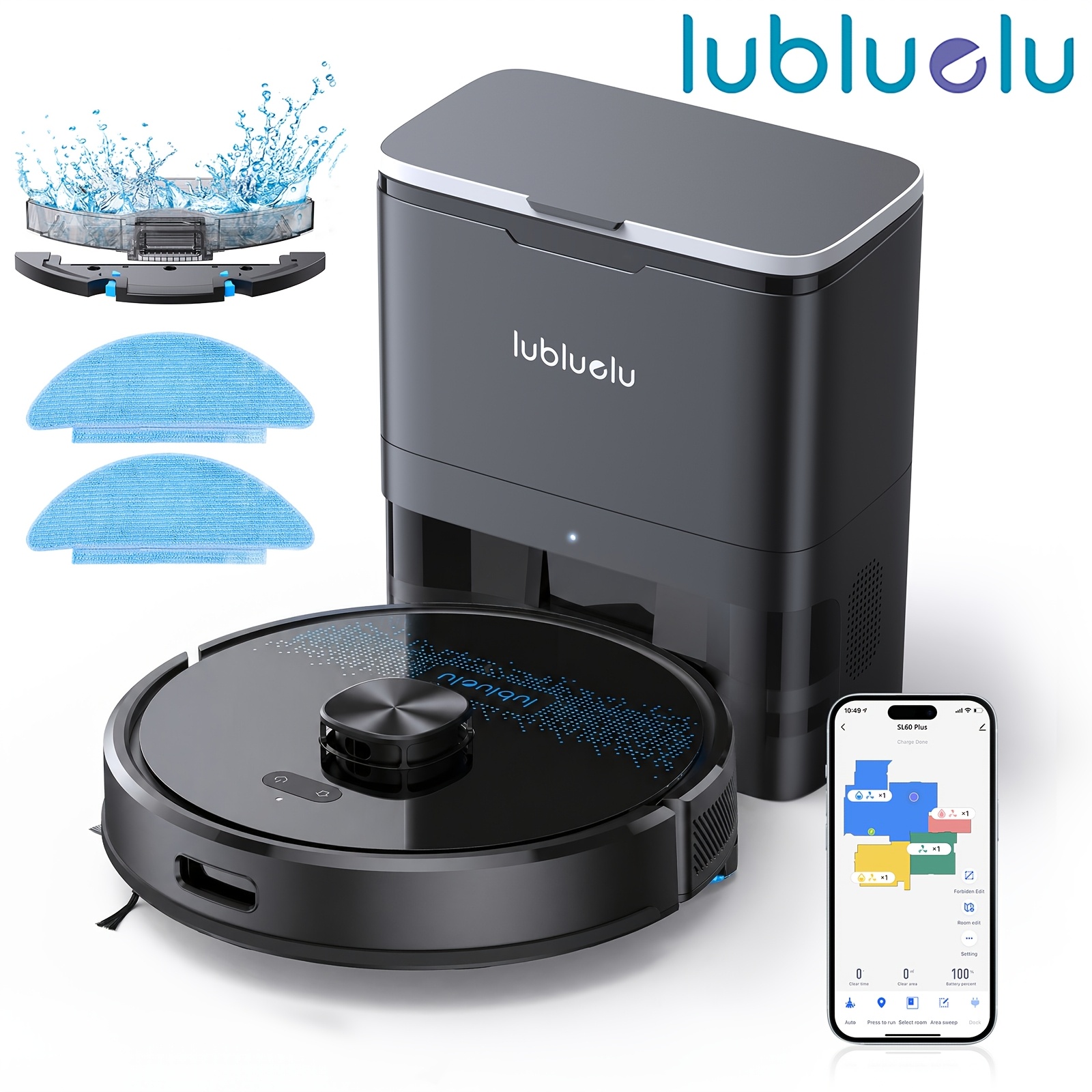 Image of Lubluelu Robot Vacuum Cleaner, 5800pa 3-in-1 Robotic Vacuum, Robot Vacuum And Mop Combo, With Self-emptying, Up To 60 Days, Self-charging, Radar Navigation, For Home Pet Hair Hard Floor Carpet