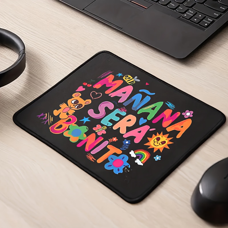 

Office Computer Game Lock Edge Square Mouse Pad For Home And Office Washable Non-slip Hand-painted Cartoon Lettering Patterns