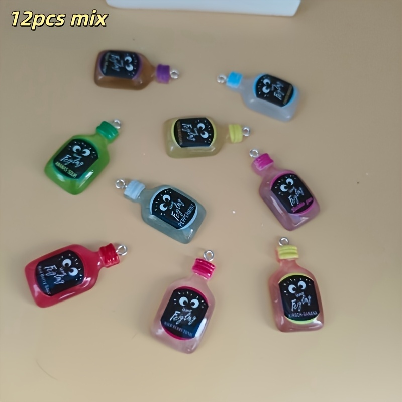 Image of 5/12pcs Random Style Creative Resin Bottle Pendant - Jewelry Making Additions - Women's Jewelry Components - Valentine's Day Gift