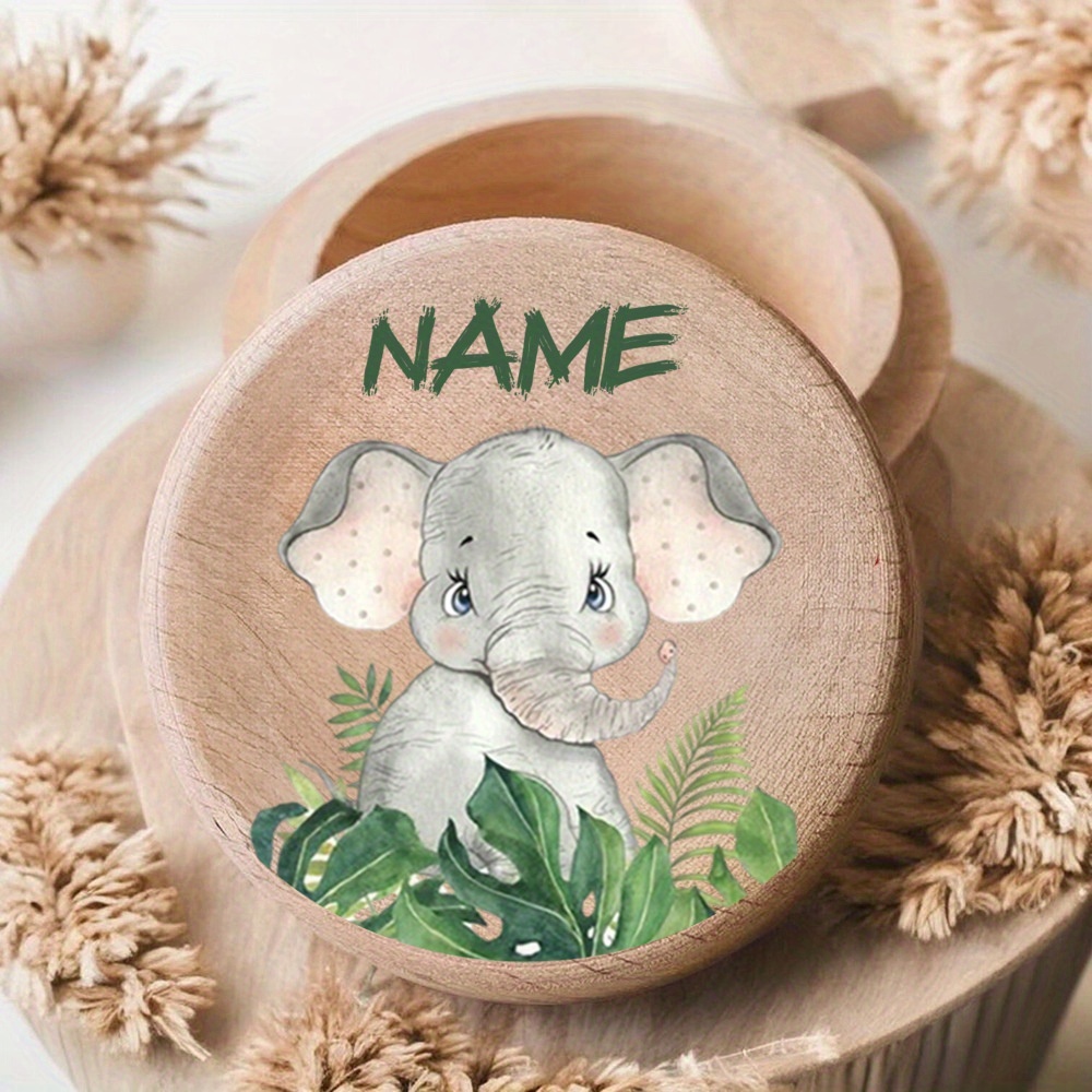 TEMU Boîtes à dents en bois personnalisées avec des animaux de , parfaites pour les dents de lait, les cordon ombilical et les cheveux bouclés