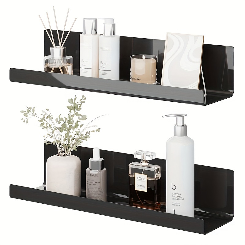 2pcs 30cm-wall Mounted Black Floating Shelf - Impact Resistant And High Toughness - For Books And Photos, Cosmetics, Kitchen Items And Floating Shelf, Floating Shelves