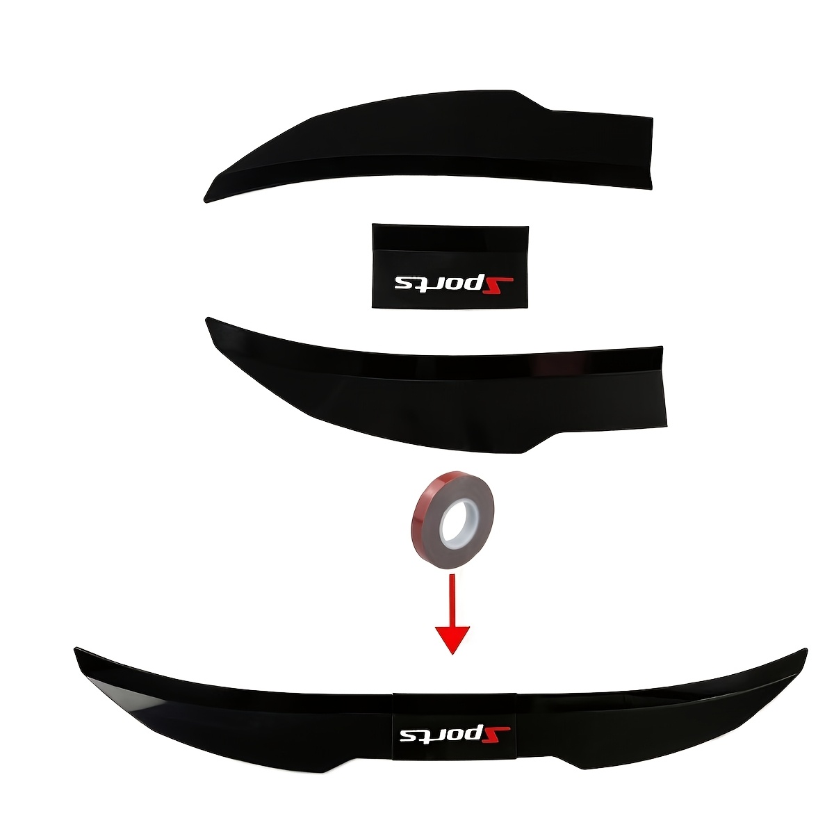 TEMU 3pcs Sporty Abs Pneumatic Lip Spoiler Compatible With Models: E36/e46/e60/w204/jetta Mk6//cc/for 3/focus, Trunk High Ducktail Rear Wing –