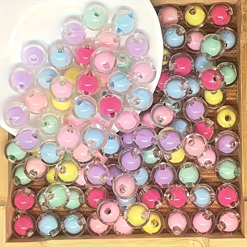 TEMU 100pcs Cuentas Acrílicas Transparentes de 8Mm Color Caramelo - Cuentas Redondas para Manualidades, Decoraciones Navideñas y Regalos Festivos,