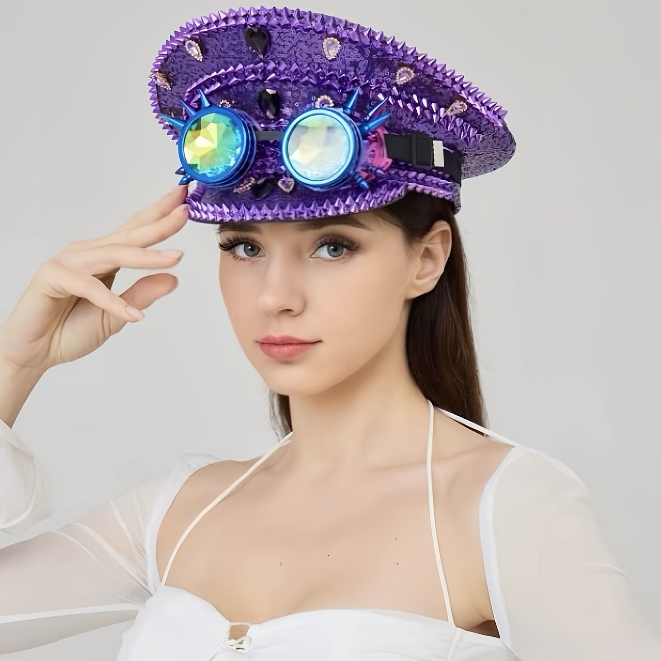 a unisex purple steampunk style decorative goggles - Temu  display picture 1