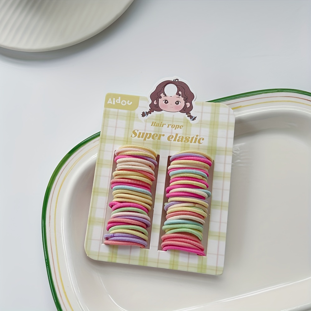 60pcs/Card Easy Basic Small Hair Tie Elastic No Damage