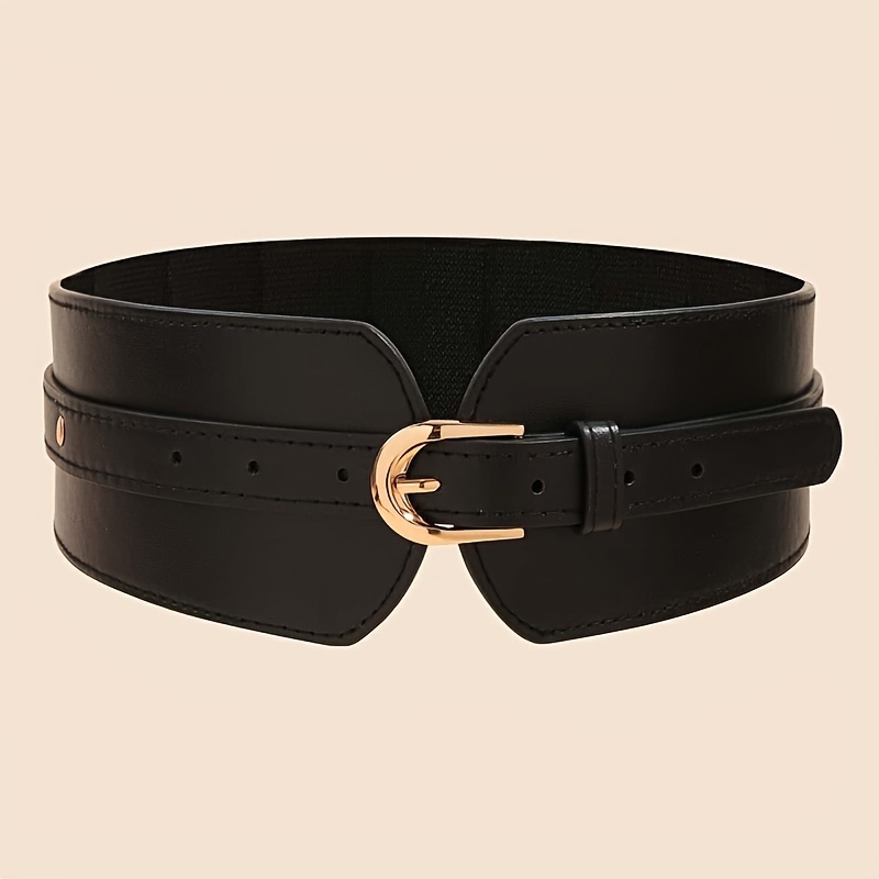 Image of 1pc Women's Waist Belt, Elastic Cincher Tummy Control Wide Band, Coat Down Jacket Belt Versatile Dress Blouse Belt
