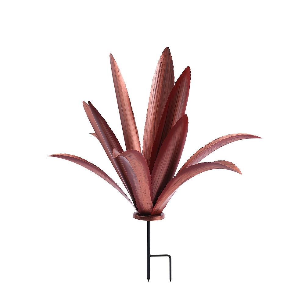 TEMU 1pc Of Thickened Metal Agave Plant, Agave Rustic Sculpture Home Statue Ornament, Hand-painted Metal Agave Garden Decoration, Outdoor Decor,