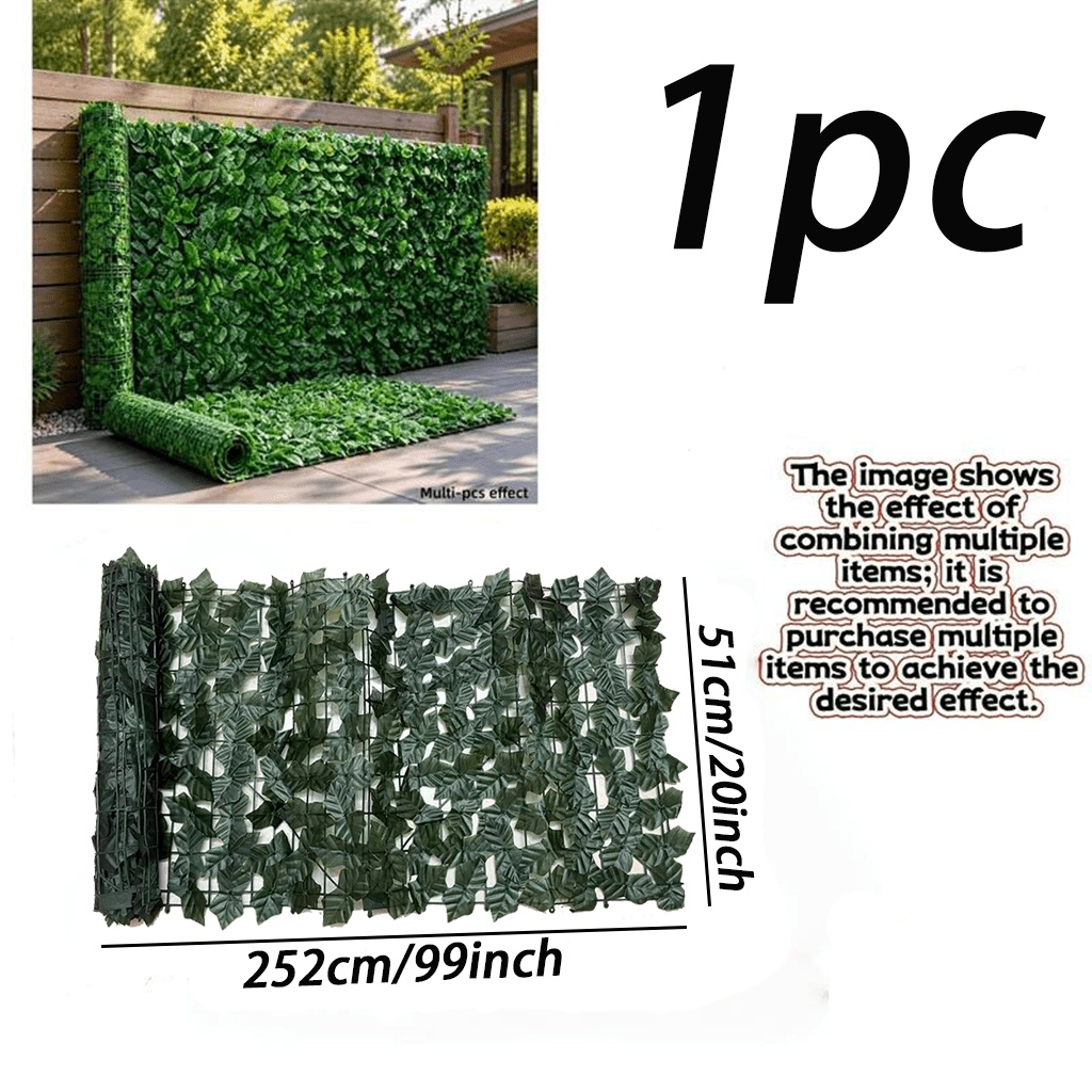 TEMU Extra-long 252cm Artificial Evergreen Plant Wall, Uv-resistant And Fade-proof Artificial Grass Plastic Fence Backdrop, Balcony And Courtyard