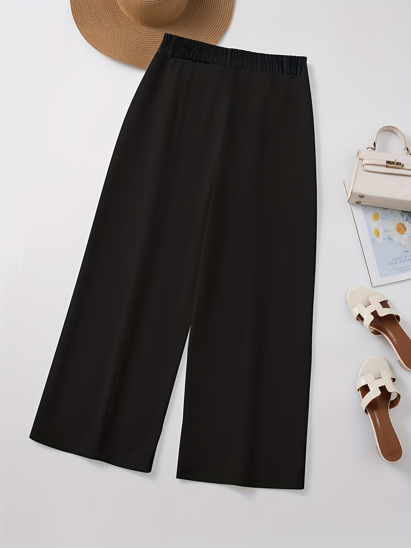 s elegant wide leg trousers solid black oversized suit pants