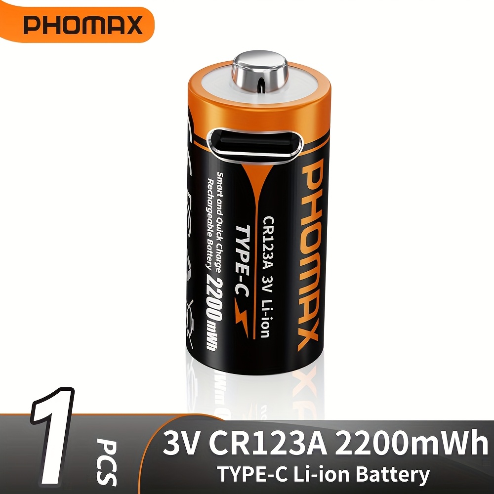Batteria Ricaricabile CR123A 3V Con USB-C, 700mAh, Fino A 3000 Cicli, Carica In 2 Ore, Indicatore LED, Confezione Da 6 - 2