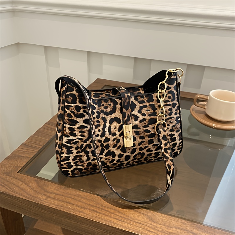 Casual Leopard Print Bag Women's 2024 Chic Shoulder Underarm Bag Niche Design Body Bag