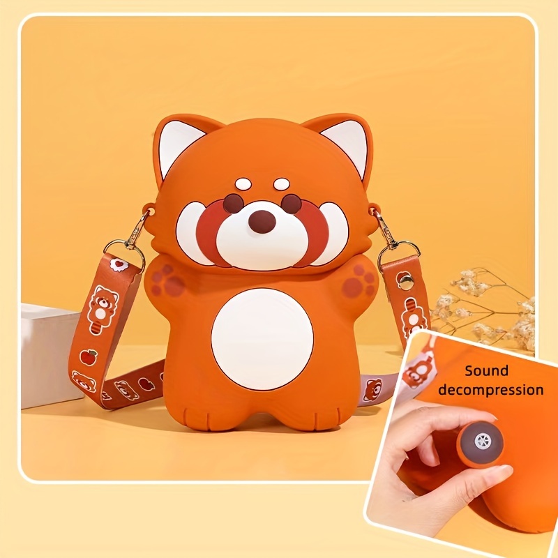 

Cute Bear Novelty Ladies Purse Red Daily Use Silicone Crossbody Bag Storage Bag Spacious Large Capacity Cartoon Phone Bag Decompression Fun Bag With Adjustable Shoulder Strap Zipper Close