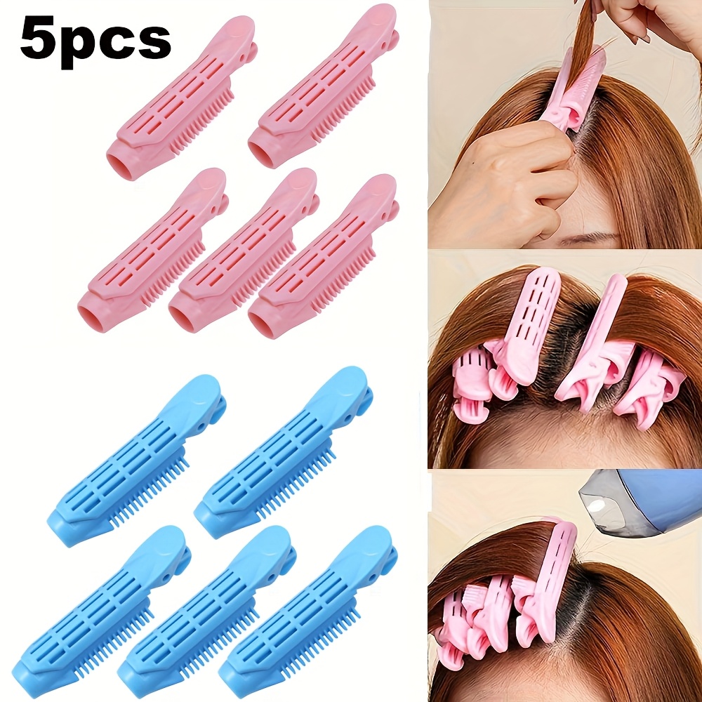 TEMU 5pcs Natural Fluffy Volumizing Hair Root Clips - Hair Styling Tool For Instant Bangs And Diy Hair Rollers For Women And Girls