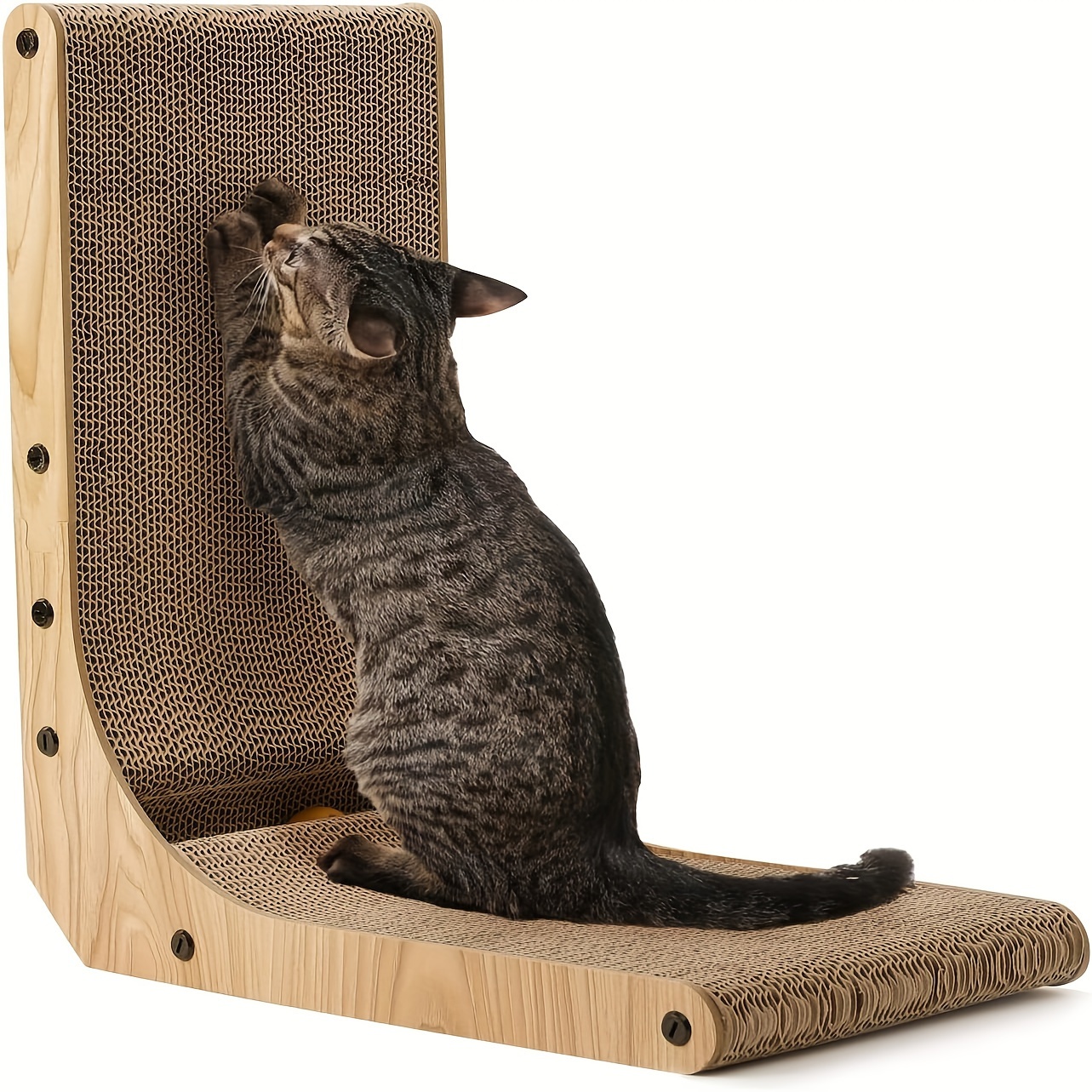 

Fukumaru Cat Scratcher, 1/2/3 Pcs, 18.7 Inch L Shape Cat Scratch Cardboard Wall Mounted, Kitty Scratching Pad With Ball Toy For Indoor Cats