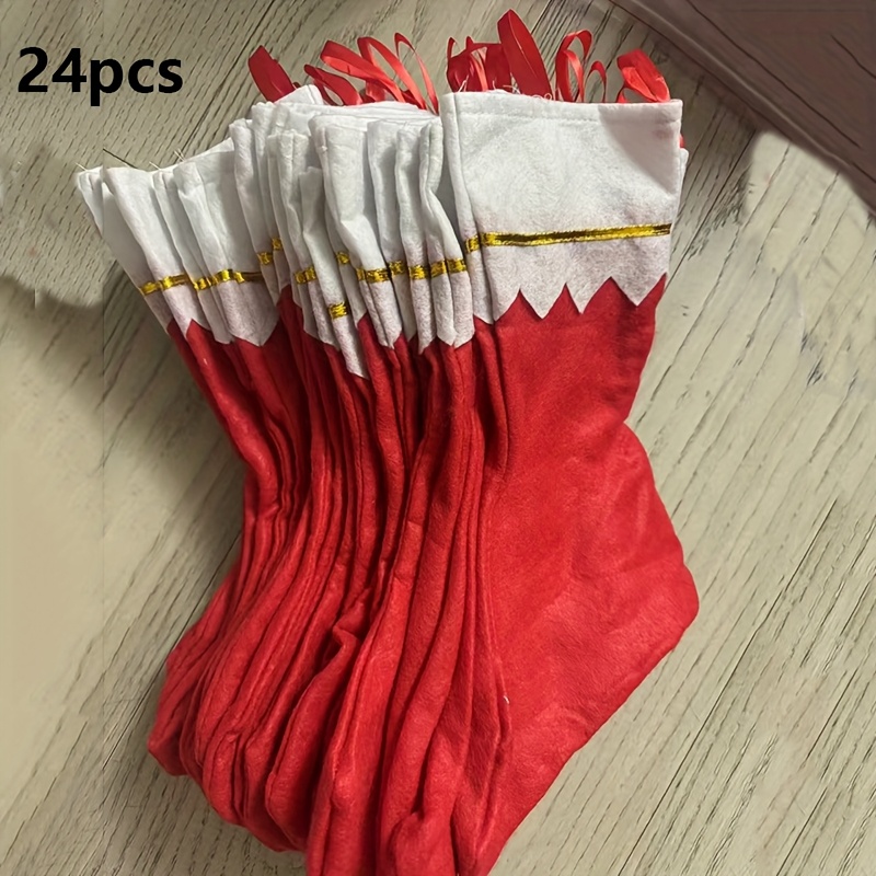 TEMU 24 Felt Christmas Stockings, Party Stockings, Christmas Decoration Stockings, Christmas Holiday Stockings, Home Decorations - Christmas Red