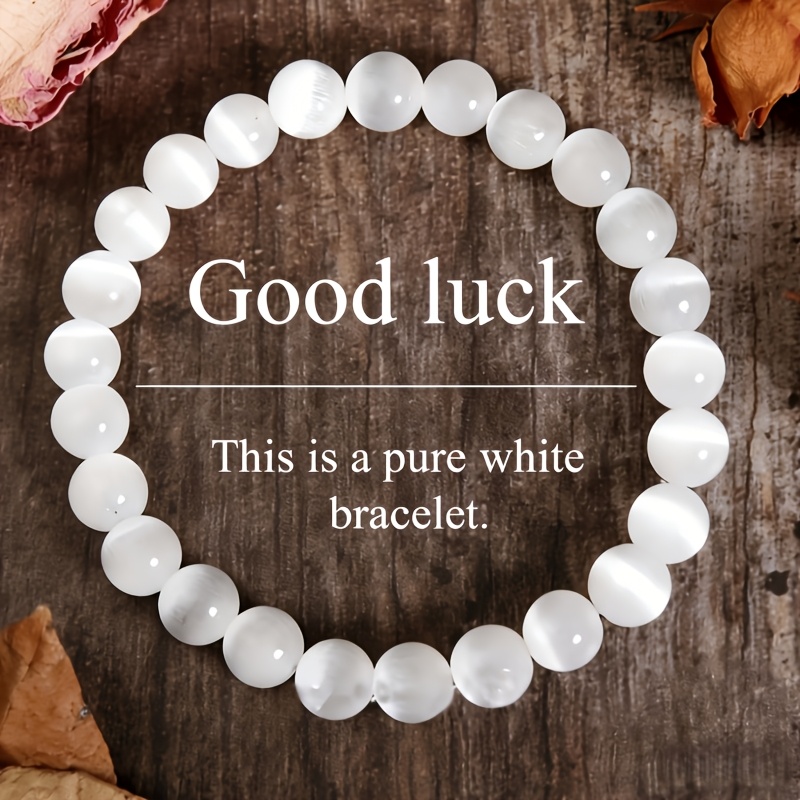 TEMU Un bracelet de perles lune mat, un cadeau symbolisant et , et la tranquillité, représentant un ''. Cet accessoire élastique fait à est adapté au