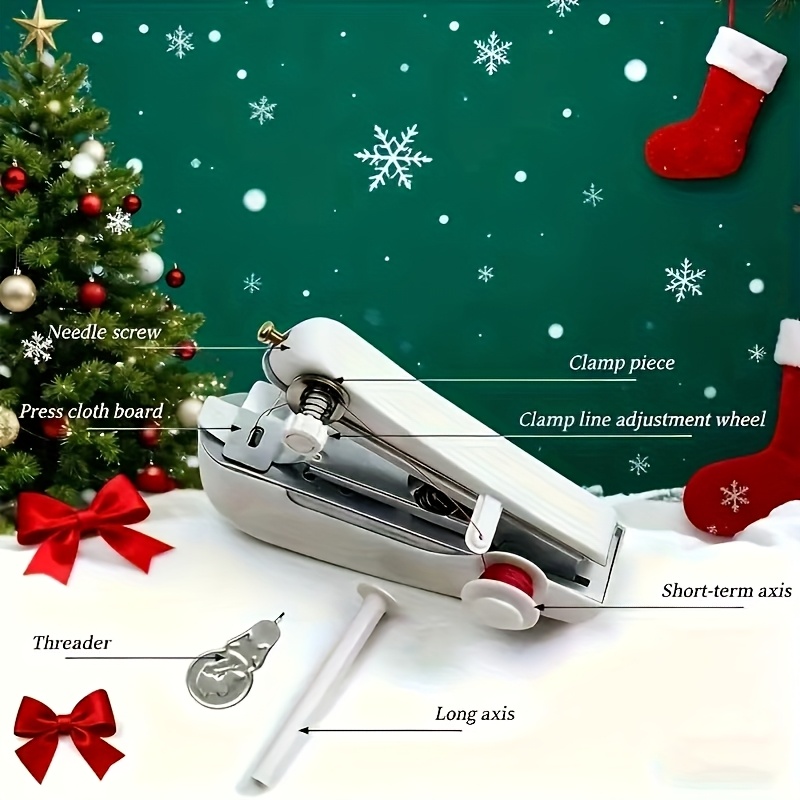 Portable Mini Sewing Machine, Handheld Manual Easy Sewing, Household Portable Tailor Machine, White 1pc, Small Sewing Machine