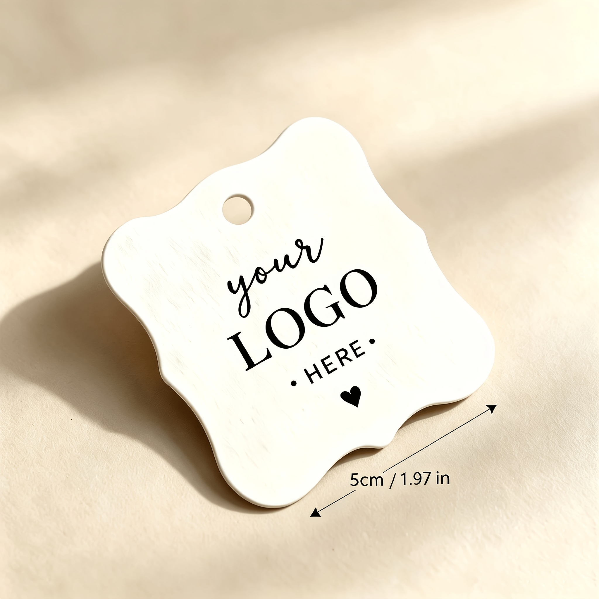 TEMU Customizable Wavy Edge Hang Tags, Personalized White Cardstock Hang Tags, Supports Custom Logo Text And Patterns, Suitable For Boutique Apparel,