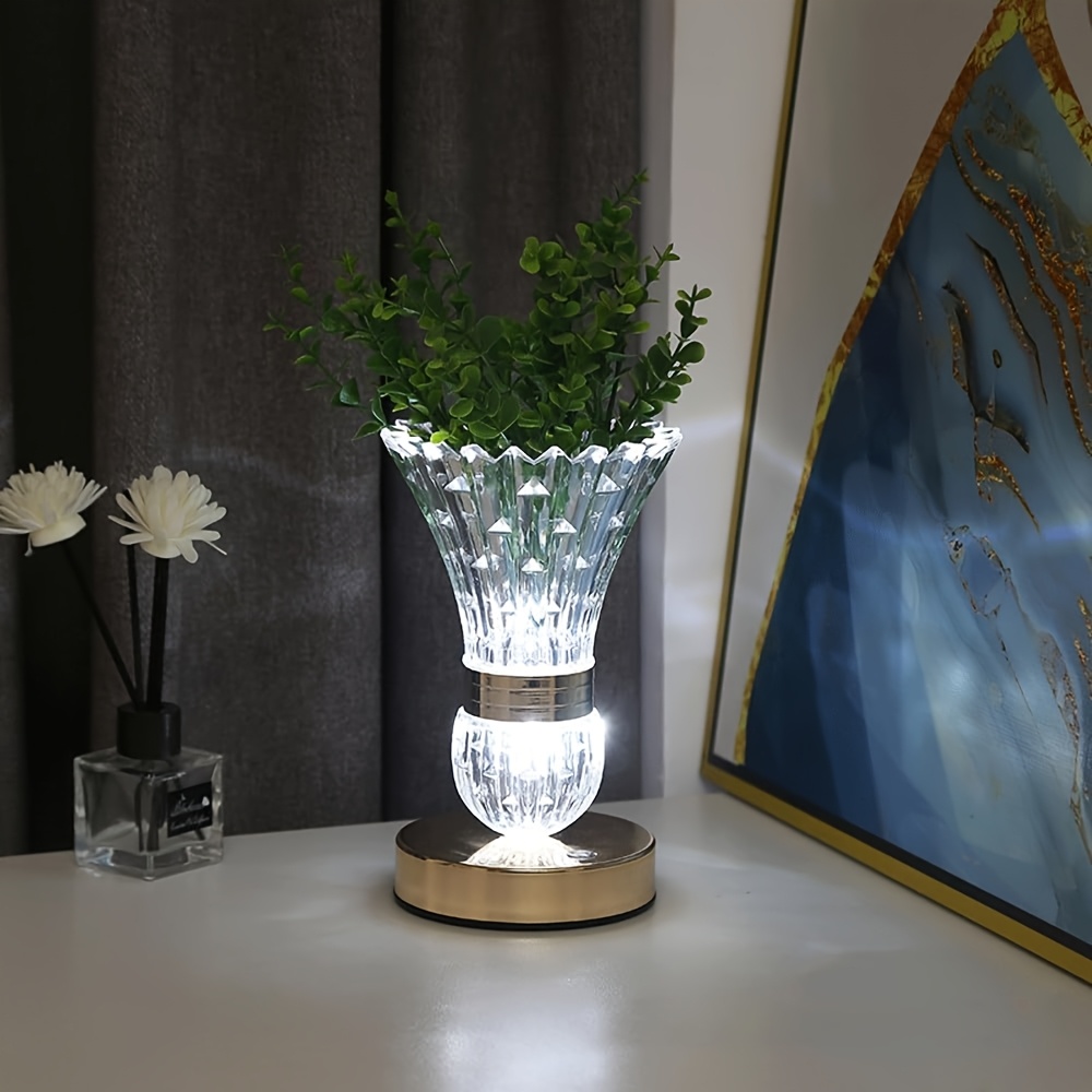 Led Acrylic Touch Crystal Table Lamp Plant Decorative Light
