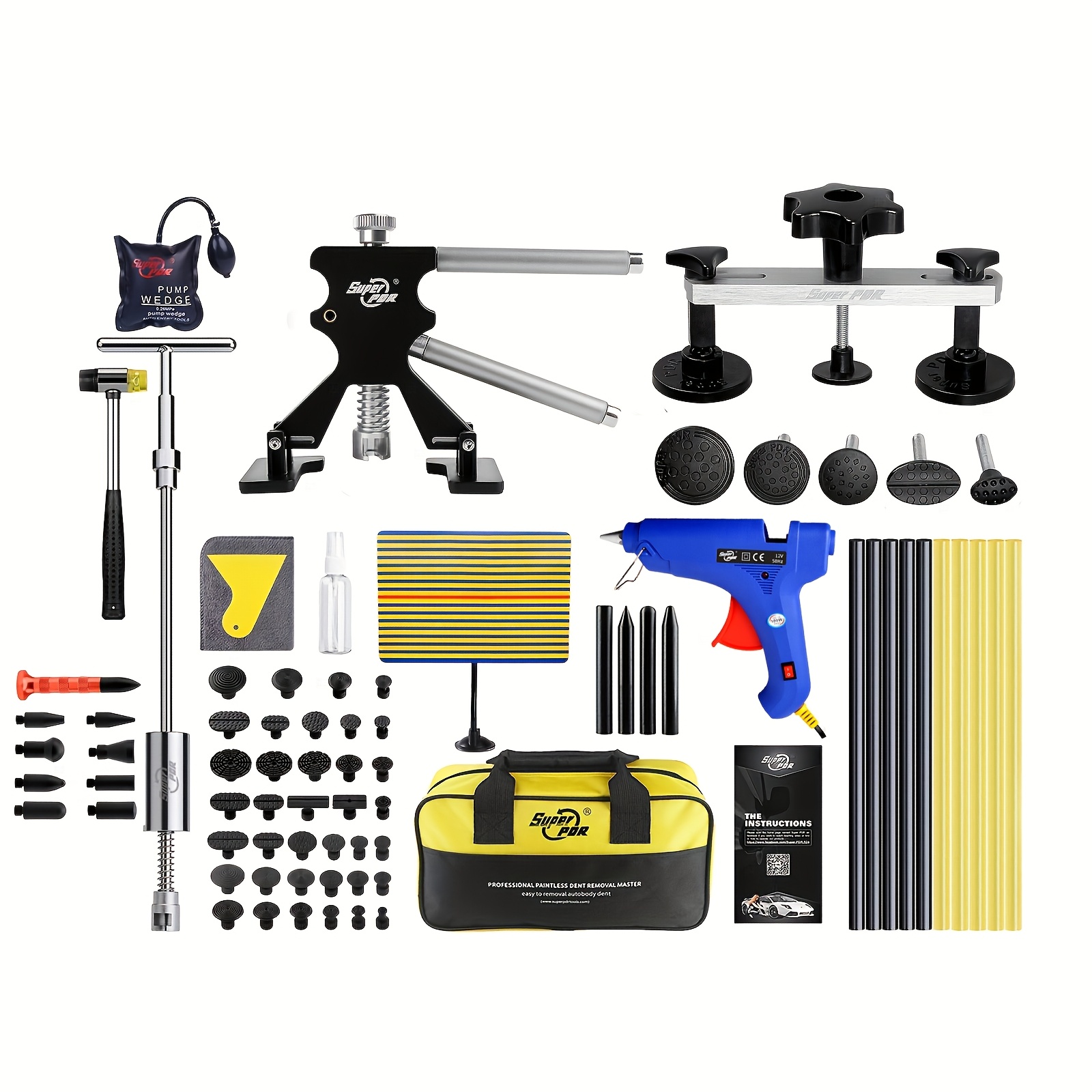 Image of Professional Paintless Dent Repair Kit - Complete Dent Puller Set With Glue Gun And Tools For Cars, Trucks, Suvs | Effective For Hail Damage, Door And Small Dents | For And Mechanics