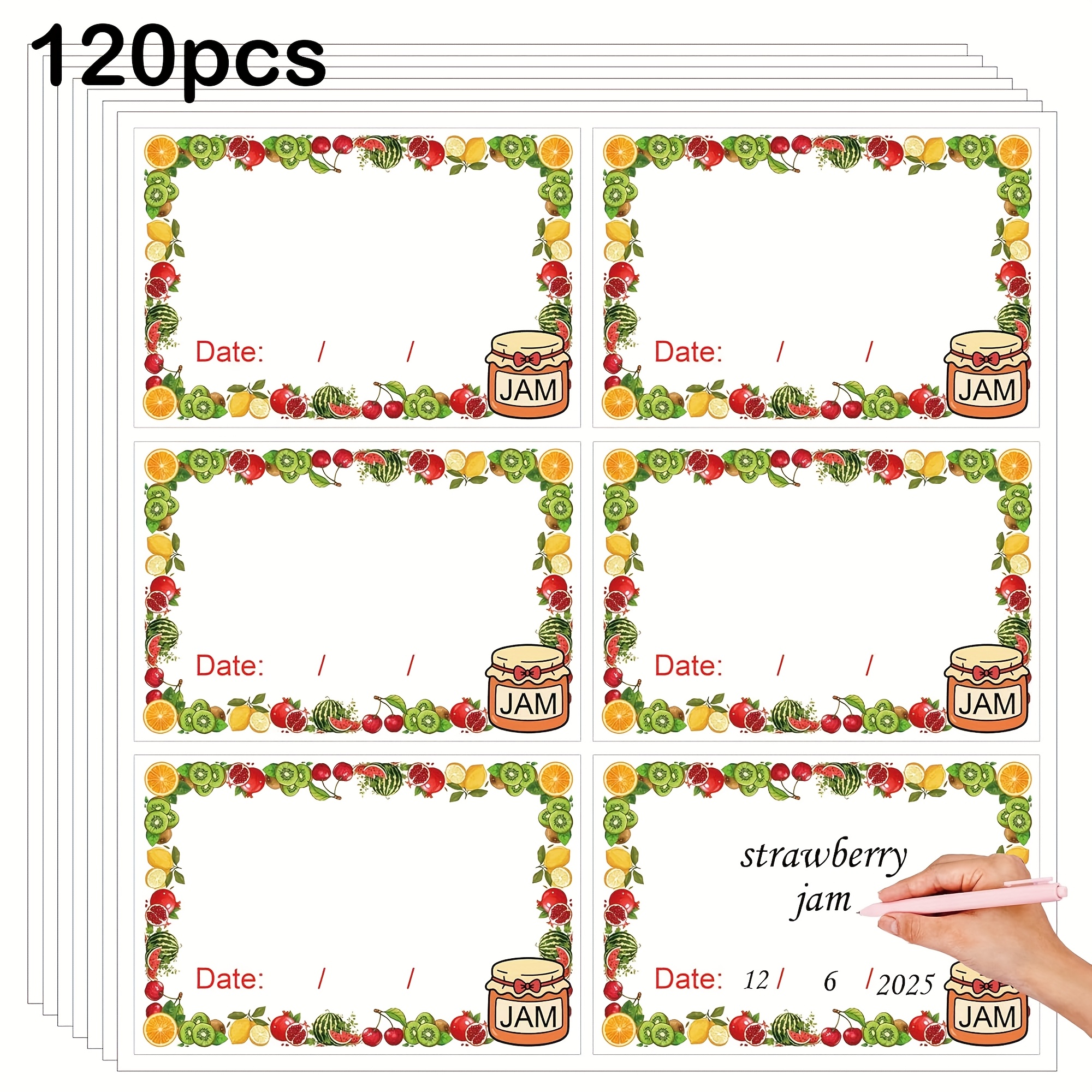 Image of 120pcs Of Easy-to-peel Homemade Jam Jars, Perfect For Noting And Contents Of Your Kitchen