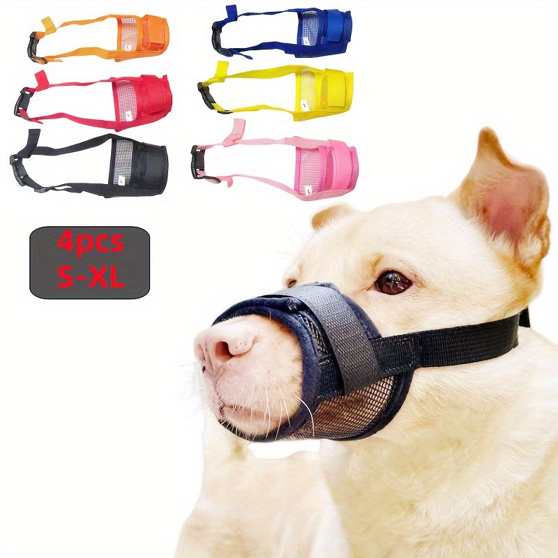 4pcs s xl pet dog bite barking anti   breathable dog muzzle suitable for   families and   with dogs 1pc each of s xl Product details 0