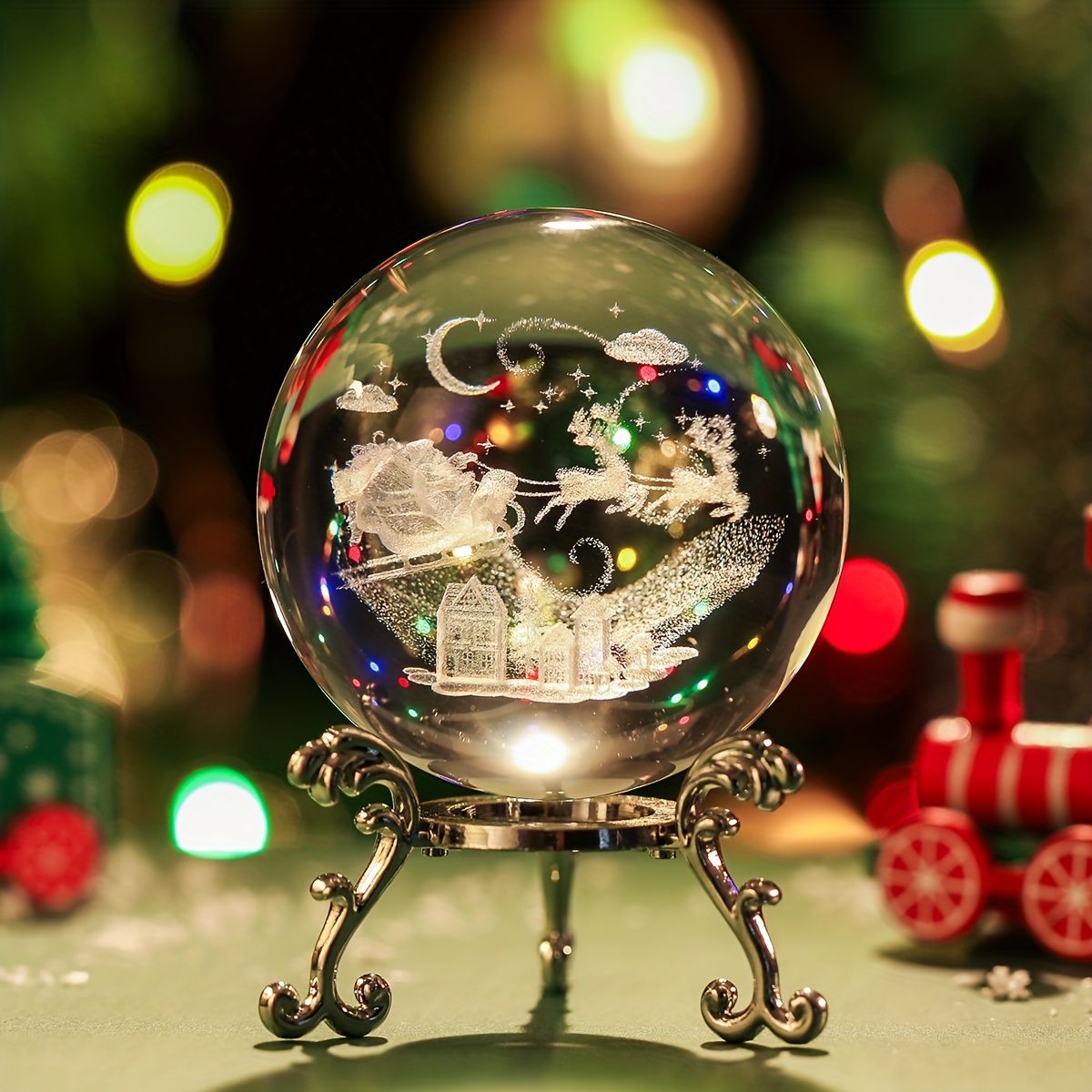 TEMU 3d Christmas, Edition! Featuring -engraved Designs, Made From High-, Depicting Santa Claus Driving Night Sky Amidst A Of Snow
