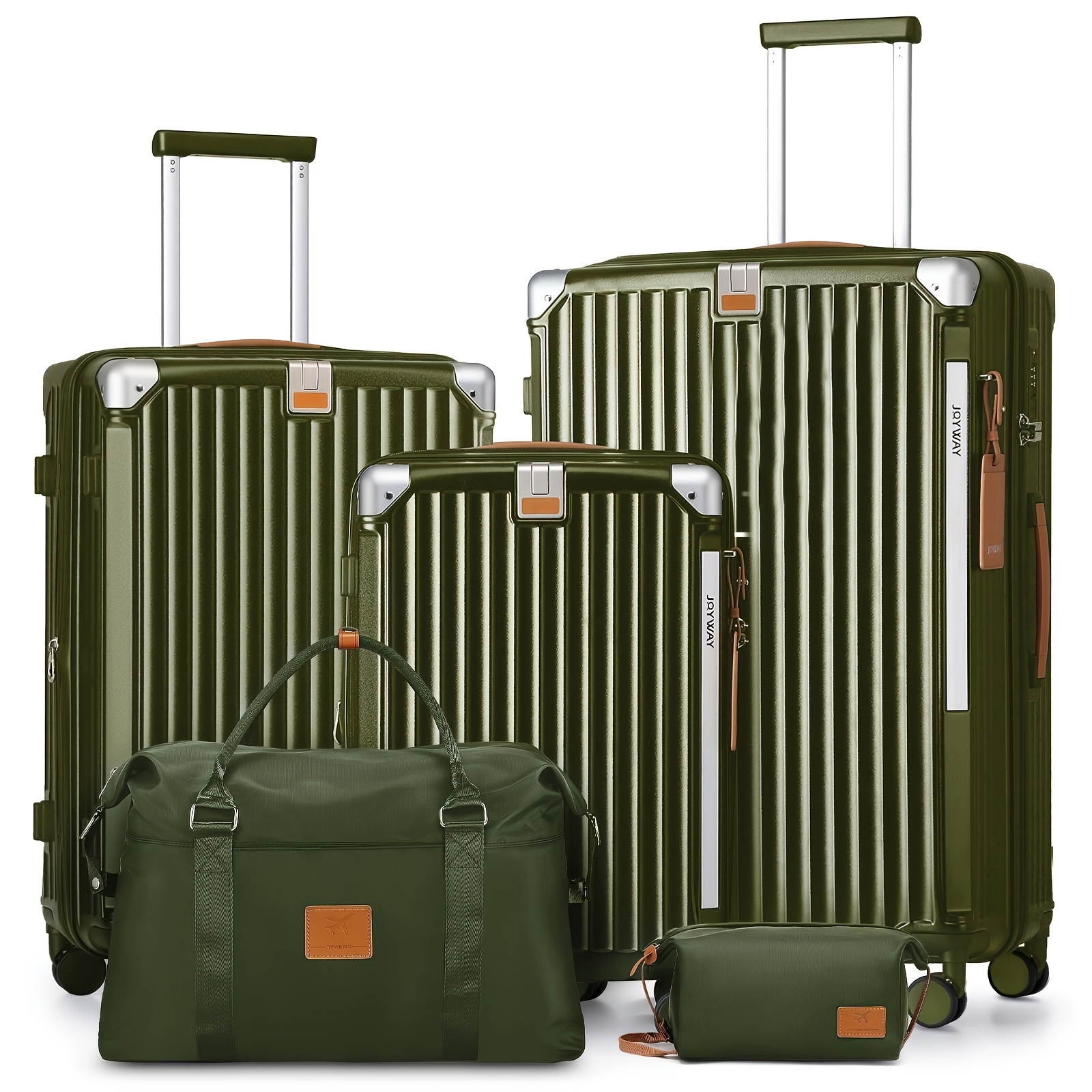 TEMU Joyway 5pcs Luggage Set, Abs pp Hard Shell Suitcase, 25% Expandable, With 4 Rotating Double Wheels, And Cup Holder, Including Travel Bag, Ideal