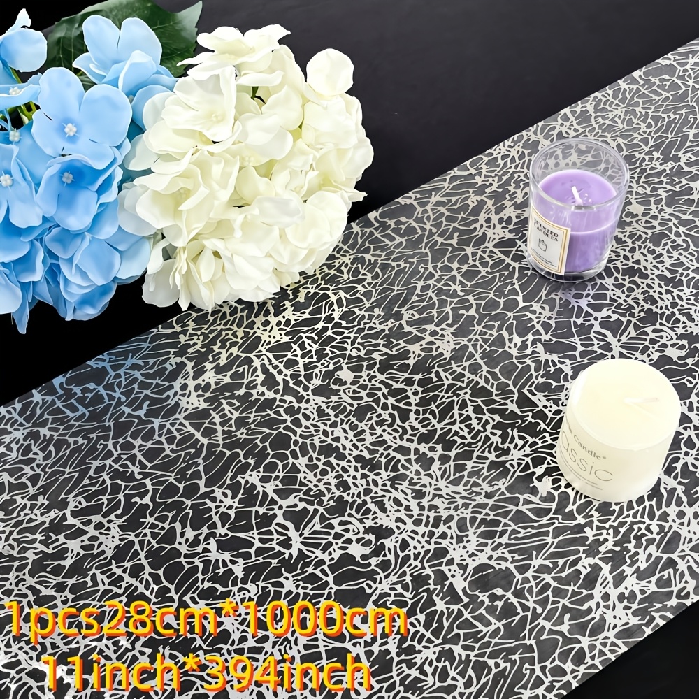 TEMU RandomSilver Gitter-Tischläufer 28cm*275cm/500cm/1000cm (11in*108in/196in/394in) für Esszimmer, Hochzeiten, Jahrestage, Feiertage, Geburtstage