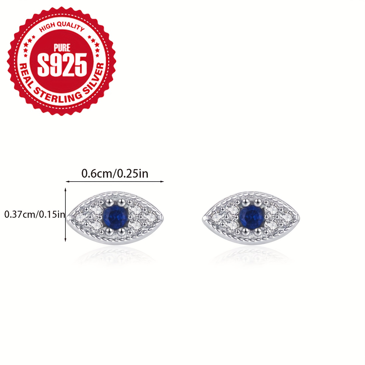 Silver Devil Eye Mini Stud Earrings Hypoallergenic 0.45g