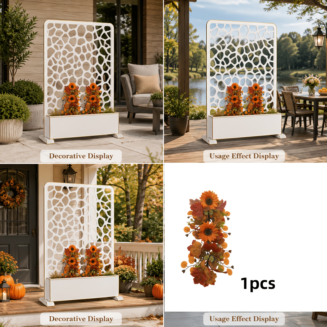 TEMU 1pc Décoration d'automne à suspendre pour porte, motif et feuille d'érable, décoration murale florale artificielle, un , des feuilles d'érable