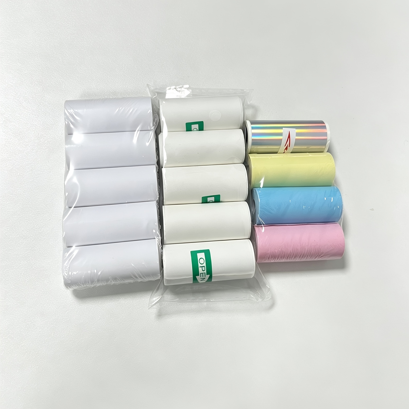 TEMU Papier thermique micro – Lot de 14 rouleaux, comprenant 5 rouleaux autocollants, 3 rouleaux thermiques colorés, 5 rouleaux thermiques et 1