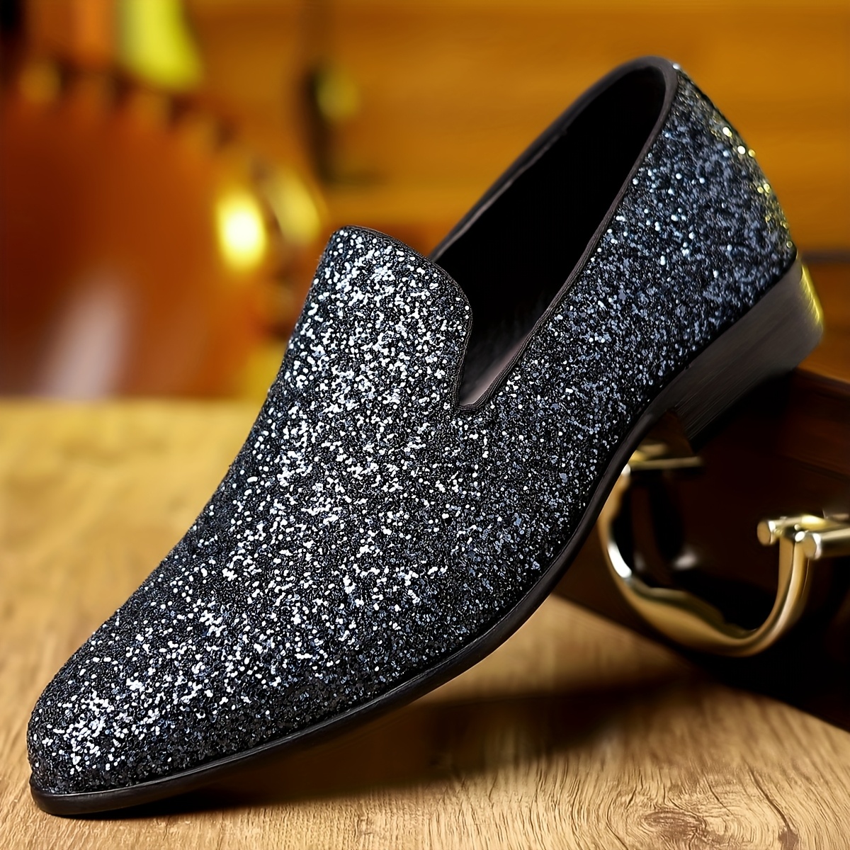 men's black shiny dress shoes - round toe, thick sole, lace-up loafers for  office & casual wear, casual dress shoes | shiny shoes | rubber sole loafers  - men's shoes - Temu