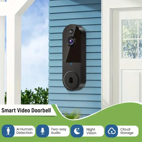 1080p wireless video doorbell camera with chime color night 2 way talk ai human detection and instant alerts 2 4g wifi cloud storage service battery powered