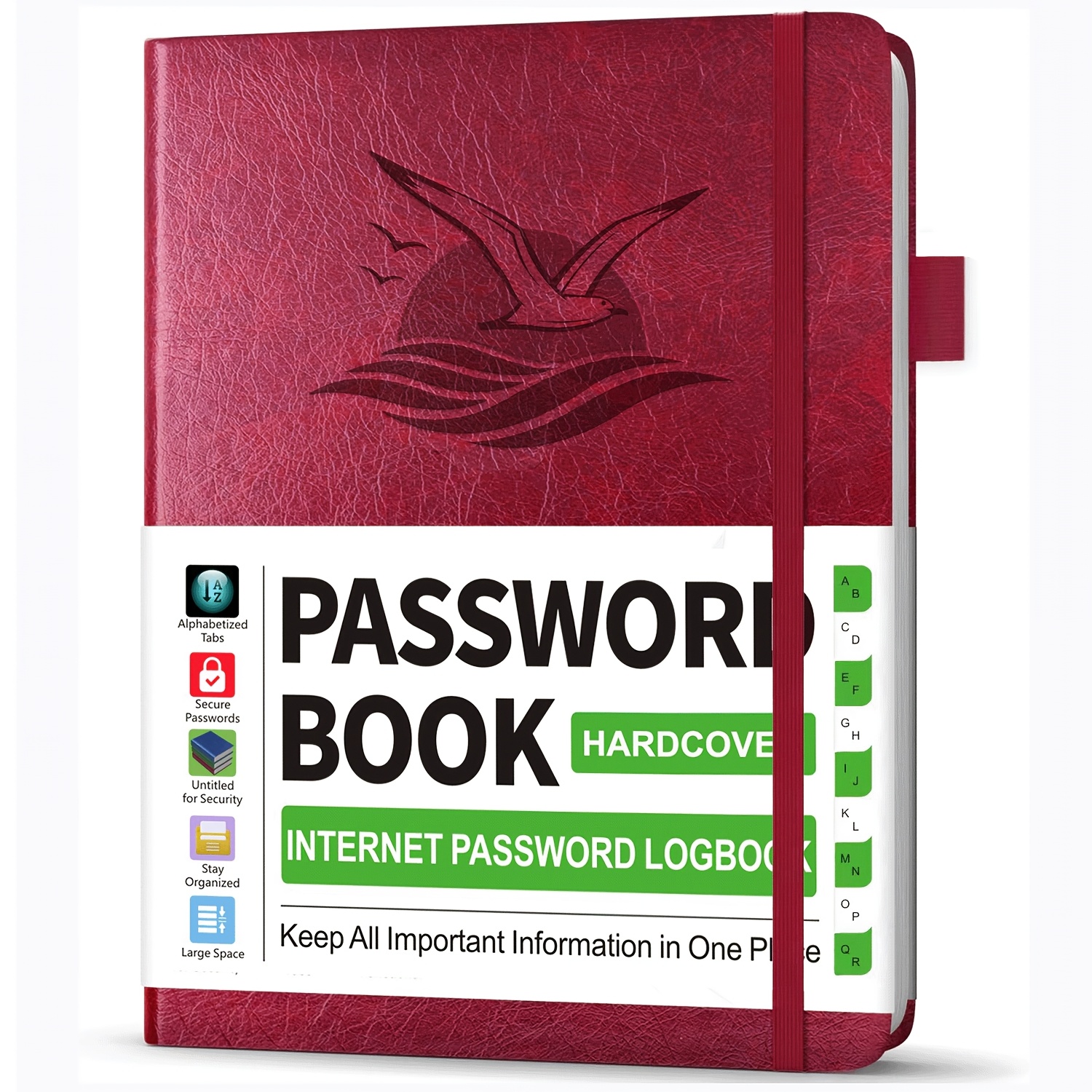 Image of Alphabetical Tab Password Book - Hardcover Internet Address Organizer Logbook - And Organizer For Website , Ideal Christmas Holiday And Birthday Gifts Option For Men And Women