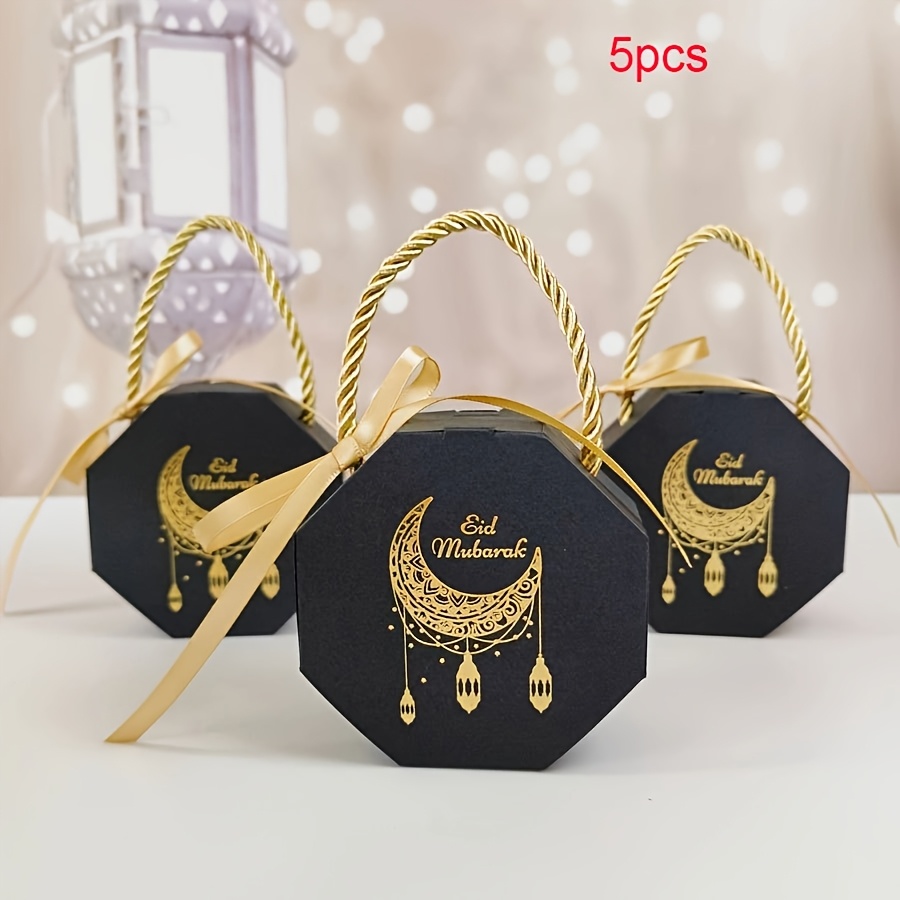 TEMU 5pcs Candy Gift Boxes, Ramadan Paper Favor Boxes, Eid Al-fitr Suhoor Dessert Table Decorations, No Electricity Needed, With Party Supplies For Holidays