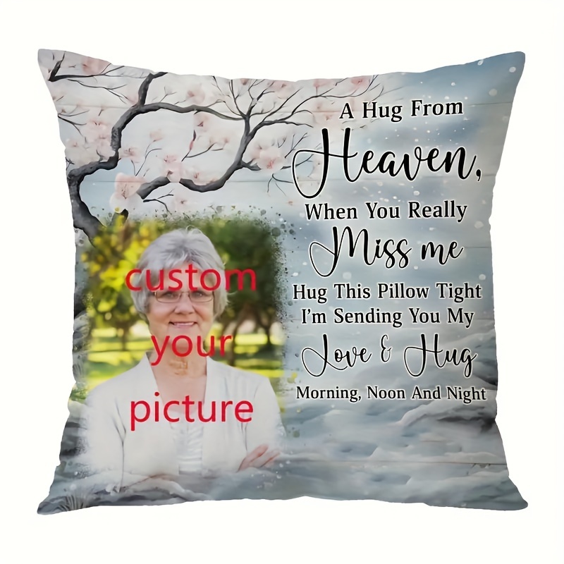 

Custom Vintage Style Memorial Throw Pillow Cover, Single Sided Personalized Photo Print, Polyester Short Plush, Hand Wash Zippered Cushion Case 18x18 Inch - Sentimental Gift For Remembrance