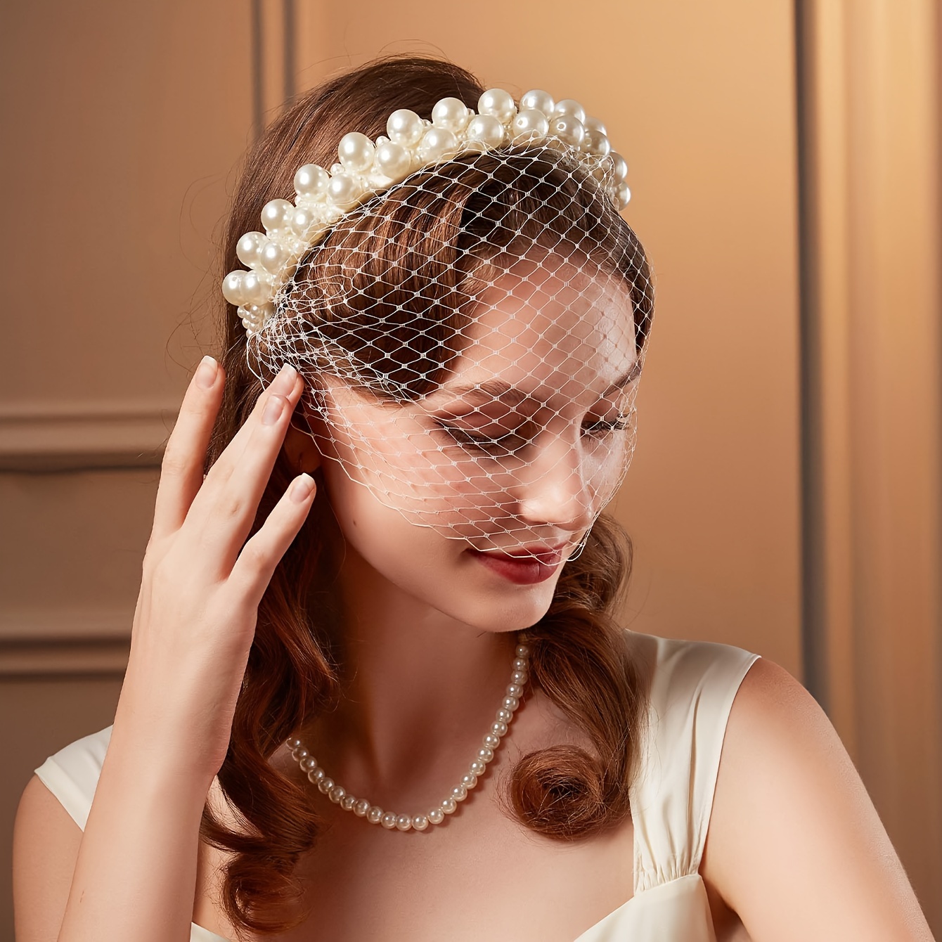 2865 1920s Flapper Fascinator Mesh Veil Headband 2pcs Bridal Wedding Tea Cizoe Fascinators with Veil Bridal Wedding Veil Mesh Lace  main image 4