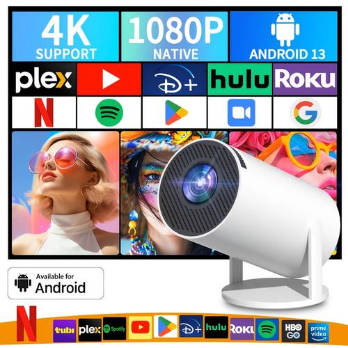 2026 pro mini projector 4 smart portable projector auto keystone 270 rotation suitable for home theater office camping