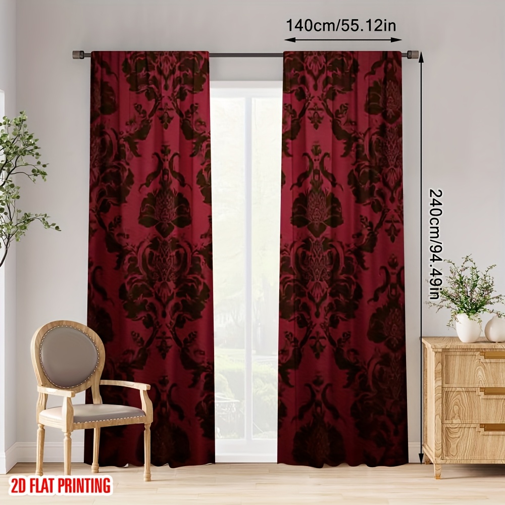 TEMU 2pcs Blackout Curtain Drapes - Deep Burgundy Window Drapes, Machine Washable Lightweight Polyester Window Treatments For Living Room, Bedroom,