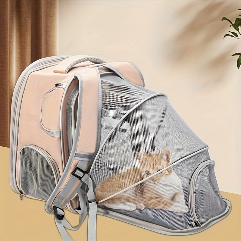 

comfortable" Expandable Pet Carrier Backpack - Large Capacity, Nylon, Zip Closure For Cats & Dogs - Ideal For Outings