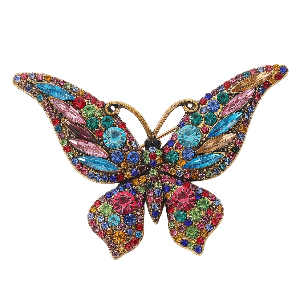 TEMU This Exquisite Brooch Features A Vintage Design With Crystal Rhinestones In 6 Colors, Perfect For Women. A High-end Fashion Accessory Shaped ,