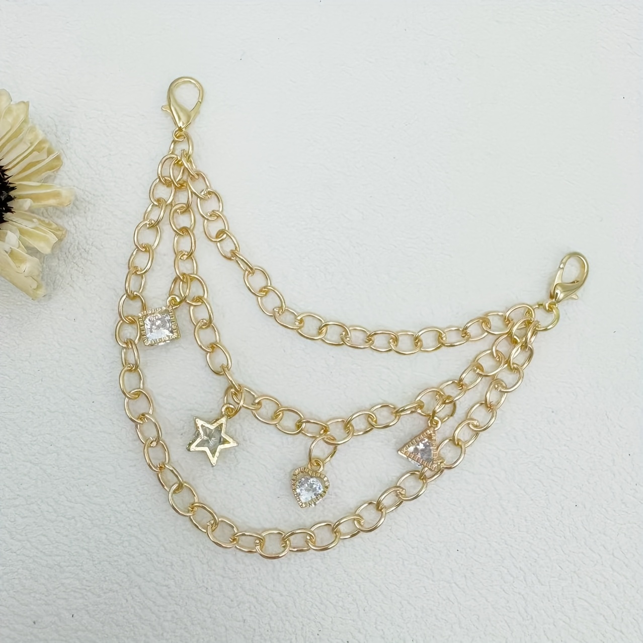 1pc Geometric Pendant Three-layer Shoe Chain, Y2k Shoe And Boot Decoration Accessory, Elegant Shoe And Boot Ornament, Suitable For Personal Use Or