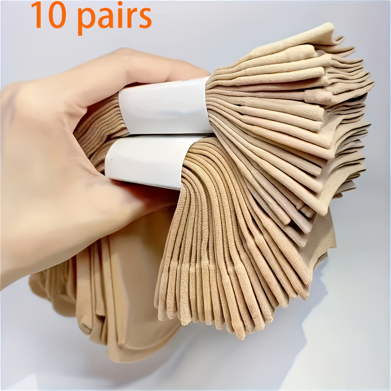 Image of 10 Pairs Invisible Leg-lengthening Thin Anti-snag Short Apricot-colored Tube Socks, Suitable For Gifting And Casual Wear, Short Socks And Knitwear