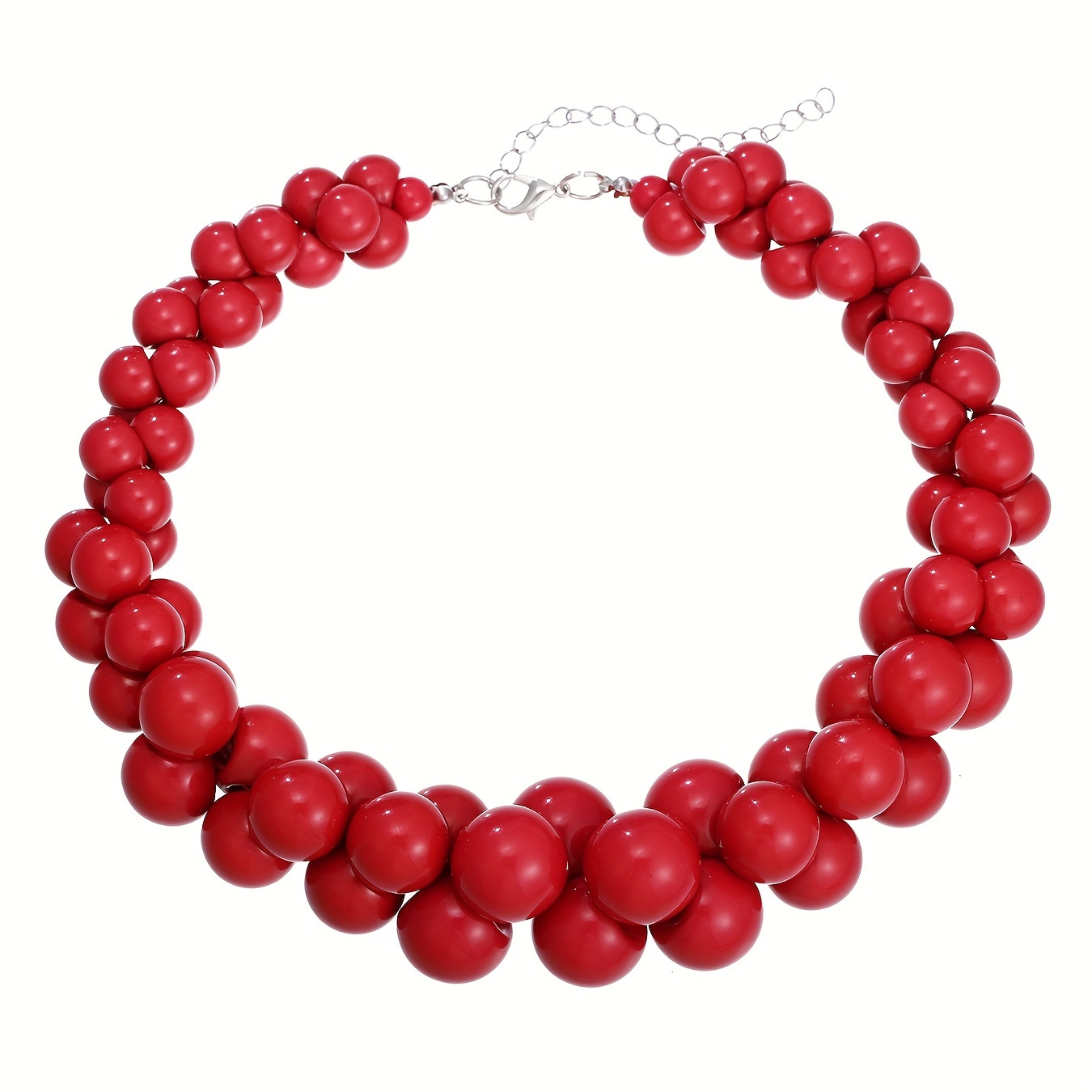 

1pc Of Exaggerated Acrylic Beaded Necklace Women's Fashion Geometric Round Bead Chain