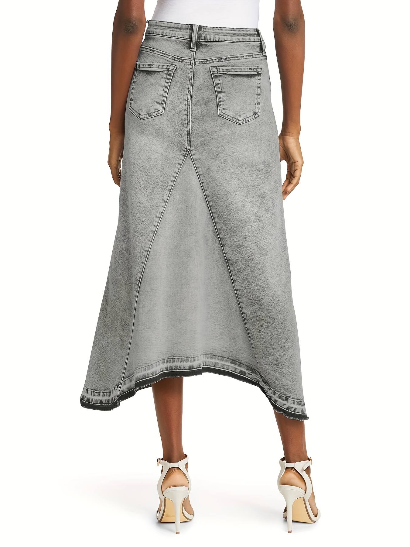 womens denim maxi skirt vintage casual denim high waist a - Temu