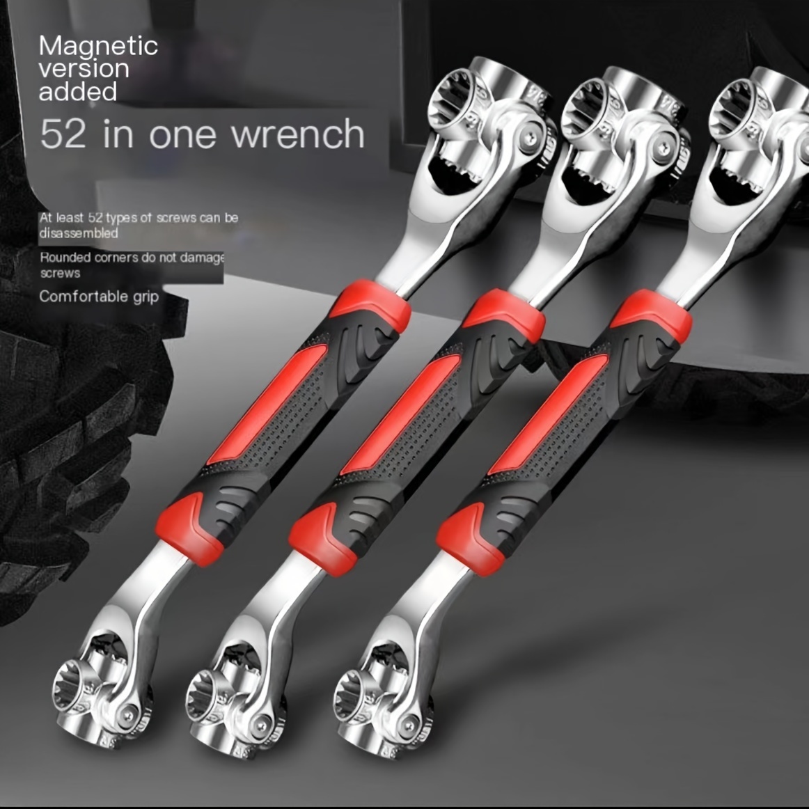 TEMU 52 In 1 Socket Wrench Set - 8-19mm Non-slip Handle And Swivel Bone Design - Universal Wrench