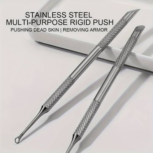 stainless steel cuticle pusher nail care tool multi functional dead skin remover portable and durable pedicure and manicure file