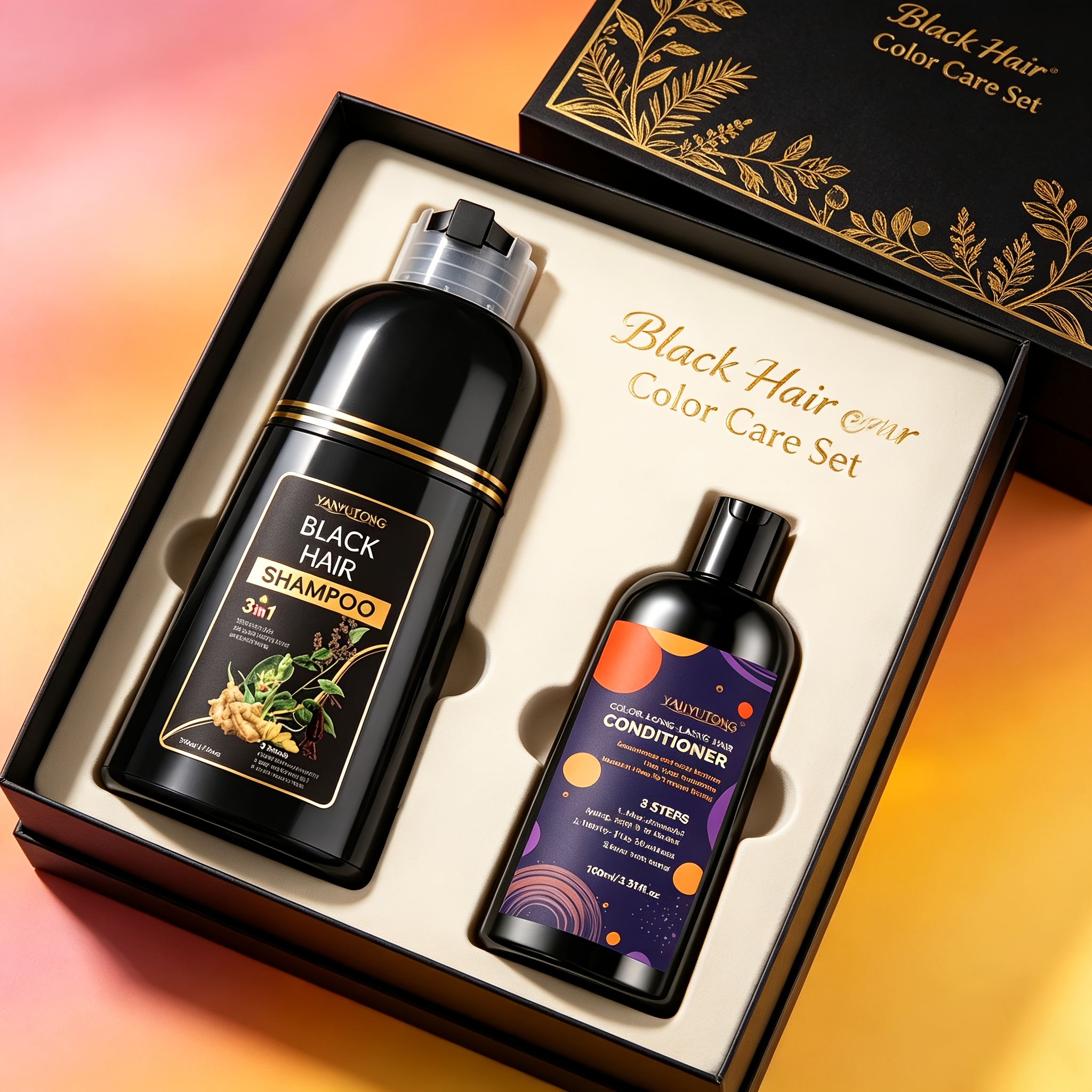 2-pack, 3-in-1 15-minute Black Hair Dye Shampoo And Color-locking Conditioner | Fast And, Quickly Covers Gray Hair, Suitable For Men And Women, Ideal For Father's And , Contains Ginger To , Unisex